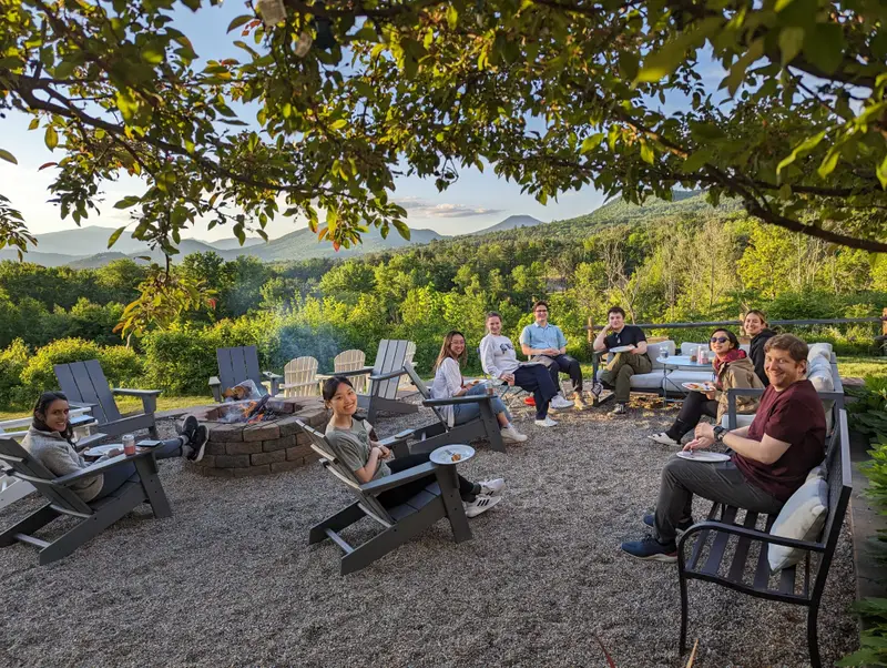 Lab retreat: relaxing by the fire pit