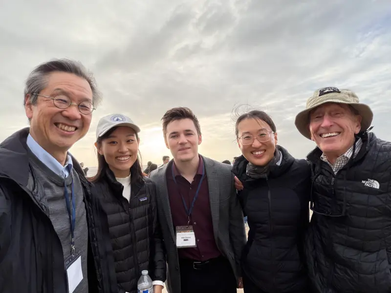 Group photo at sunset